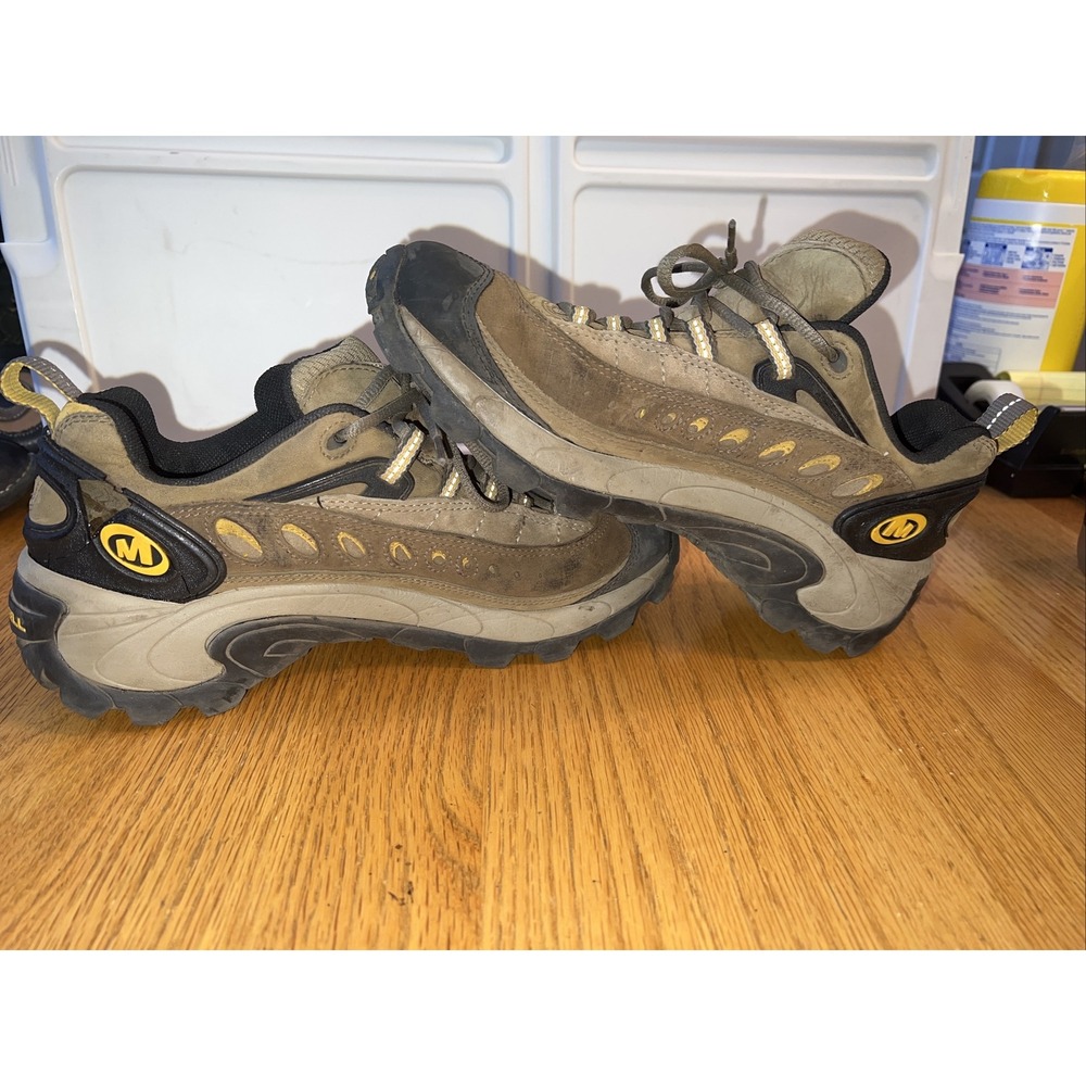 Womens sz‎ 8.5 Merrell Pulse Moab Smoke Tan Leather Hiking Trail Shoes Low Boots - Picture 7 of 8